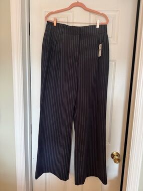Express Stylist Navy Pinstripe Wide-Leg Dress Pants